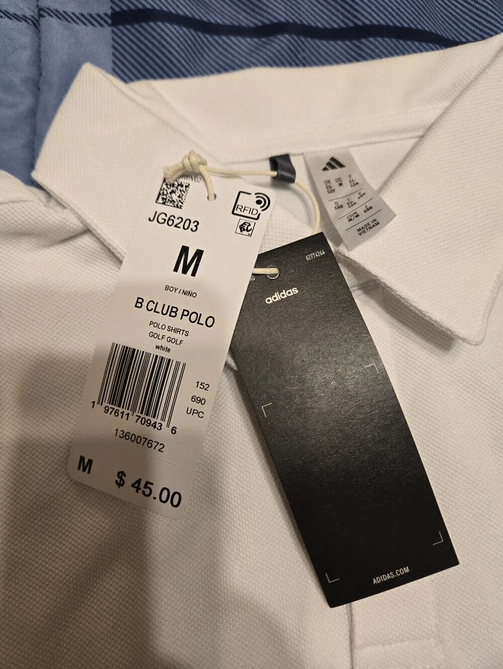NWT Adidas Boys Pique Polo Shirt